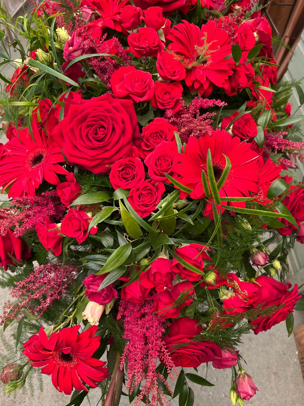 Florist Choice Casket Spray Ruby Red