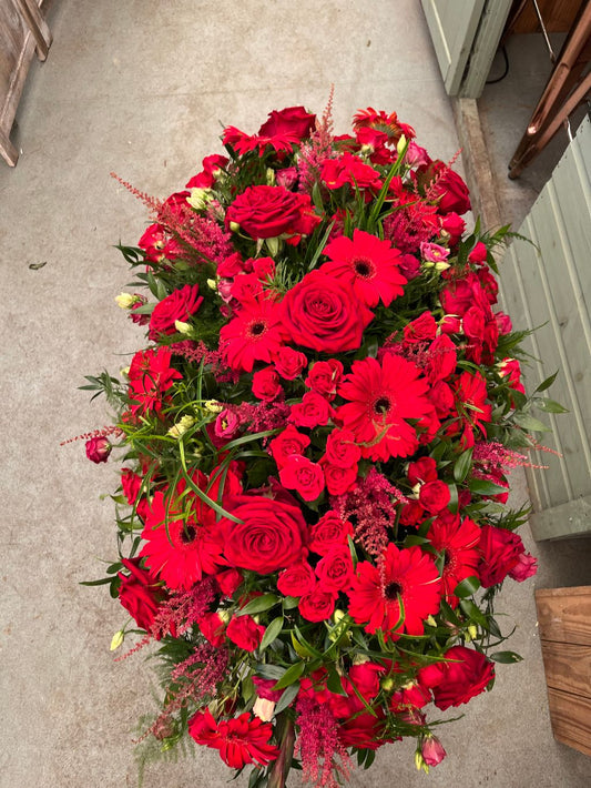 Florist Choice Casket Spray Ruby Red